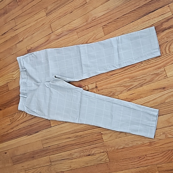 H&M SKINNY DRESS PANTS WOMEN'S SIZE 8 BEIGHE PLAID GREAT SHAPE STRETCHY WAIST - Picture 1 of 8